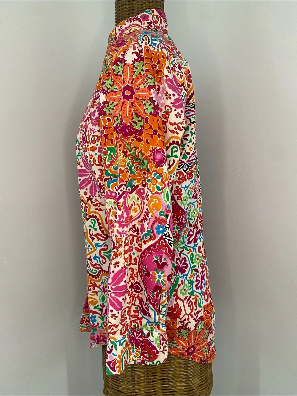 Ralph Lauren Floral-Paisley Button Shirt in Pink, Orange & Green - Picture 5 of 7
